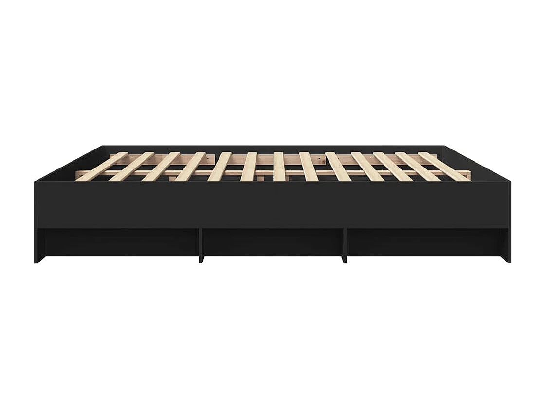 Bedframe massief hout zwart 200x200 cm