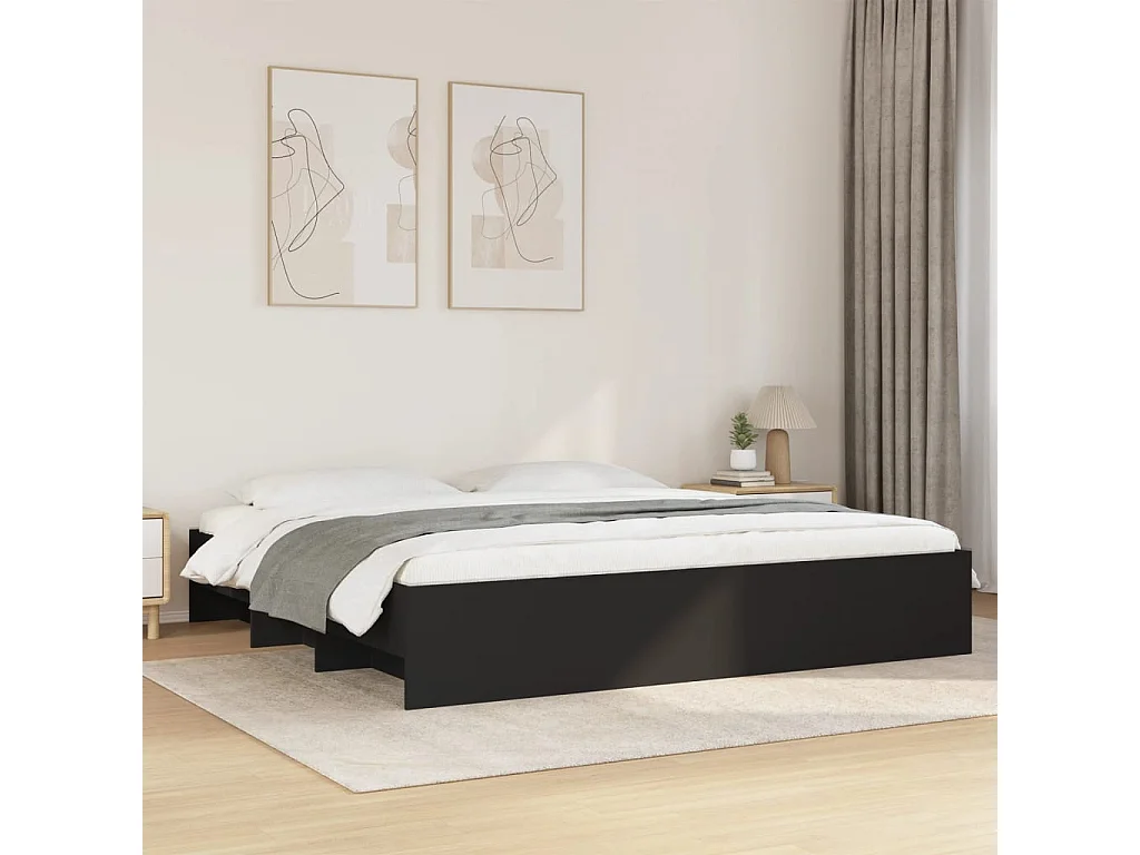 Cadre de lit sans matelas noir 180x200 cm bois d'ingénierie