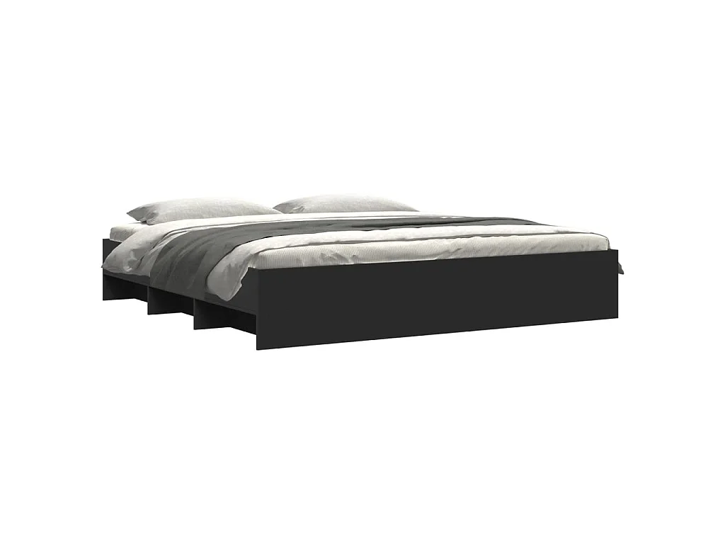 Cadre de lit sans matelas noir 180x200 cm bois d'ingénierie