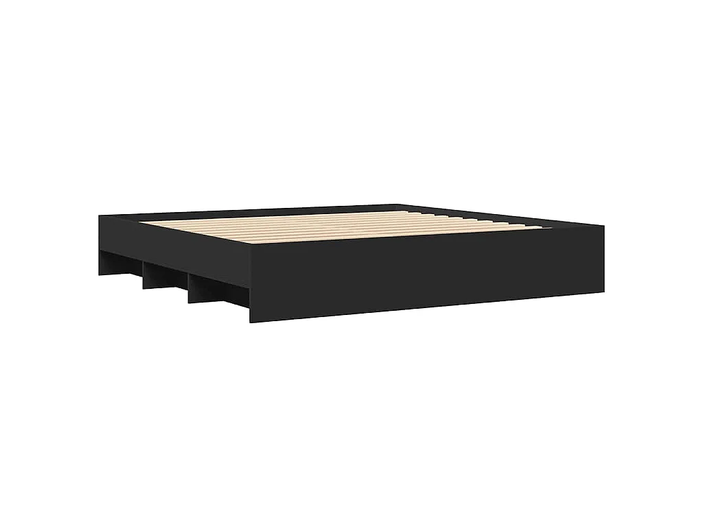 Cadre de lit sans matelas noir 180x200 cm bois d'ingénierie