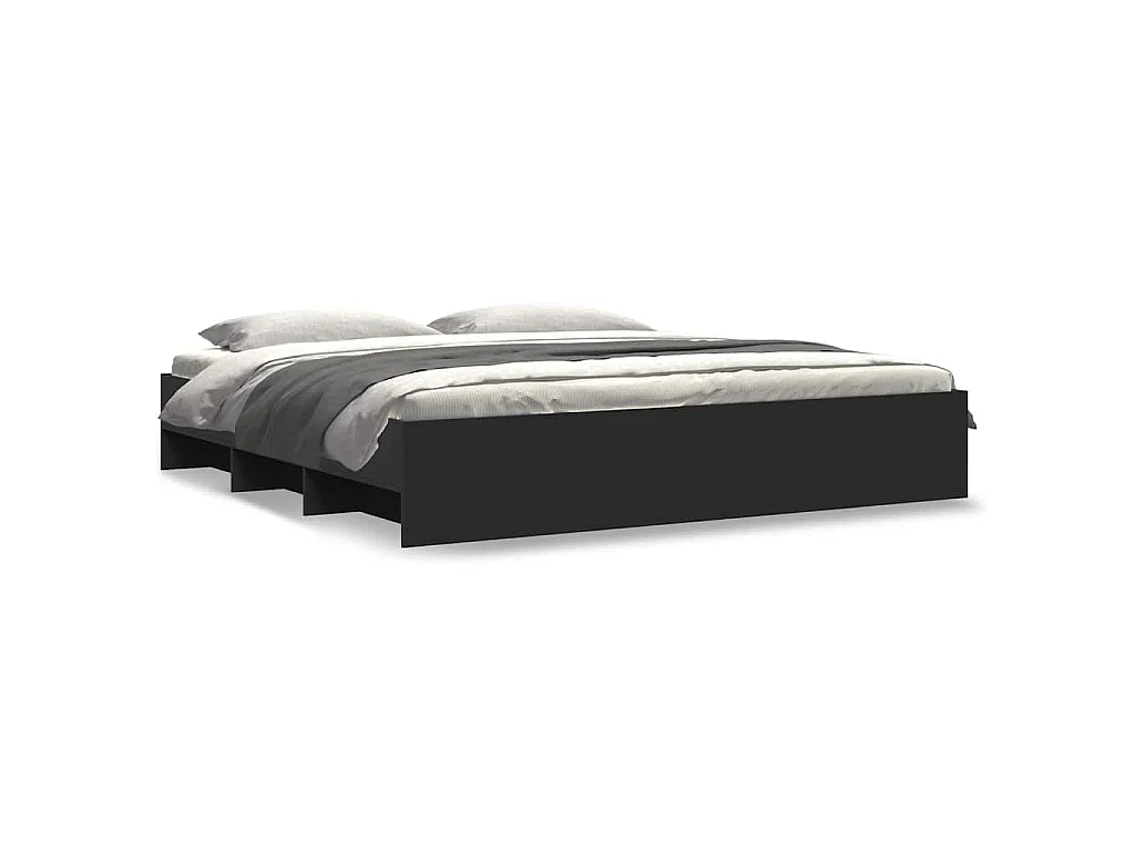 Cadre de lit sans matelas noir 180x200 cm bois d'ingénierie