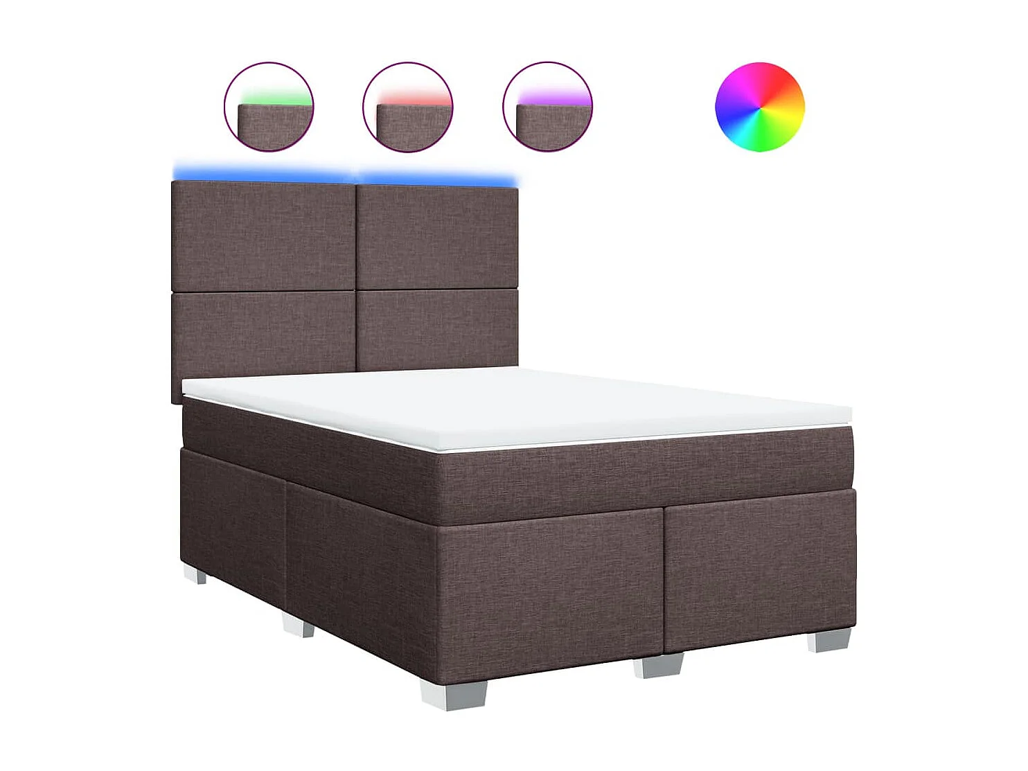 Giroletto a Molle con Materasso Marrone Scuro 160x200cm Tessuto