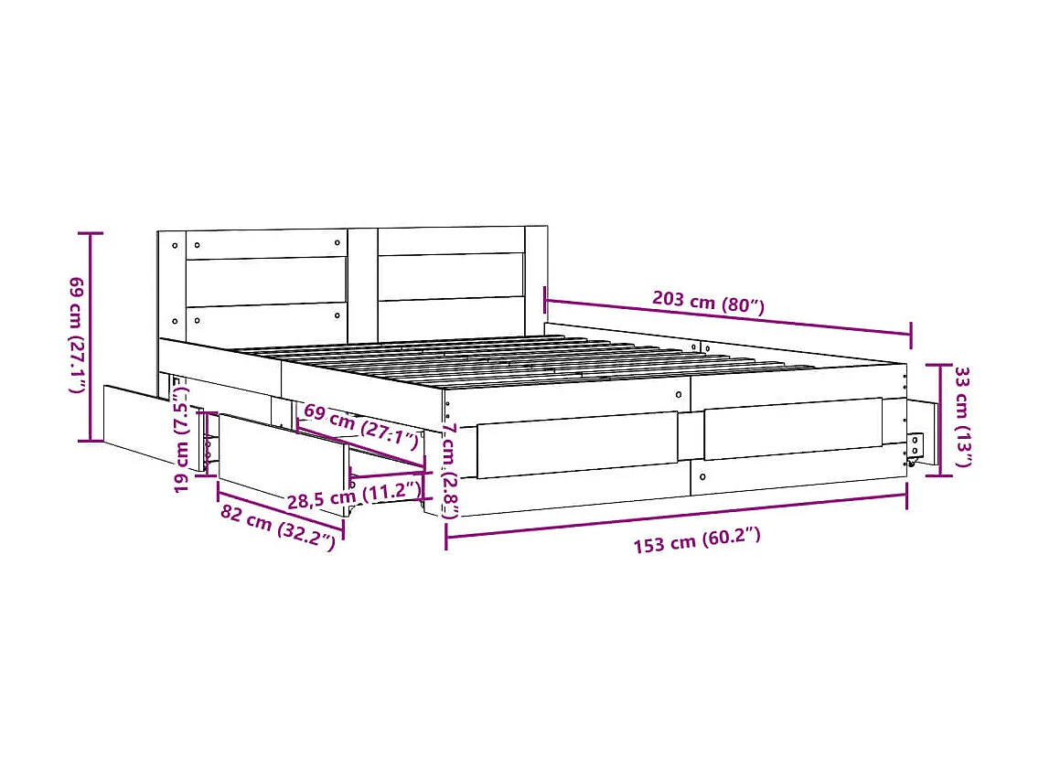 Bettgestell mit Kopfteil Sonoma-Eiche 150x200 cm Holzwerkstoff
