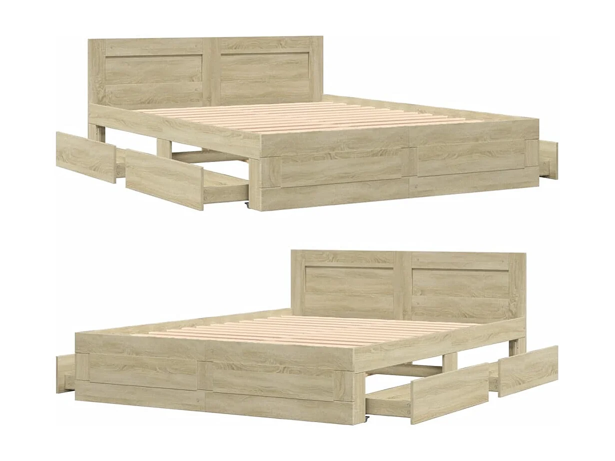 Bettgestell mit Kopfteil Sonoma-Eiche 150x200 cm Holzwerkstoff