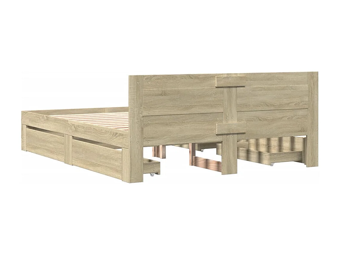 Bedframe met hoofdeinde bewerkt hout sonoma eiken 150x200 cm