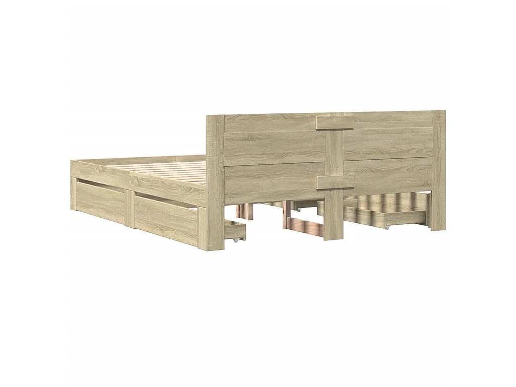 Bettgestell mit Kopfteil Sonoma-Eiche 150x200 cm Holzwerkstoff