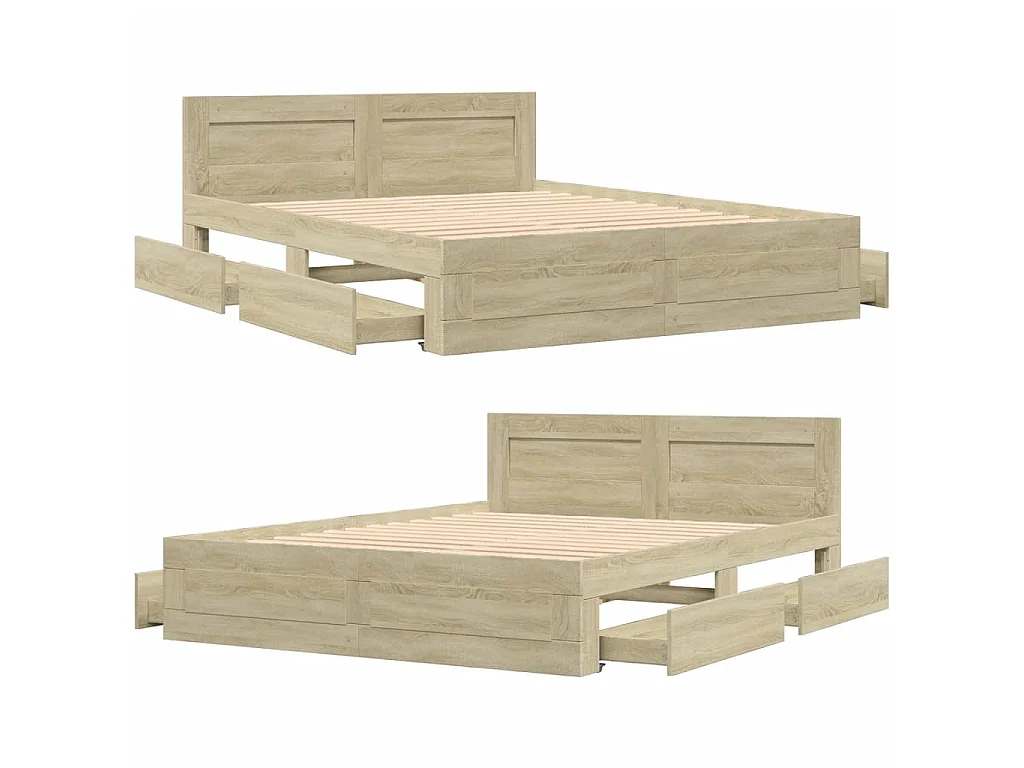 Bettgestell mit Kopfteil Sonoma-Eiche 150x200 cm Holzwerkstoff