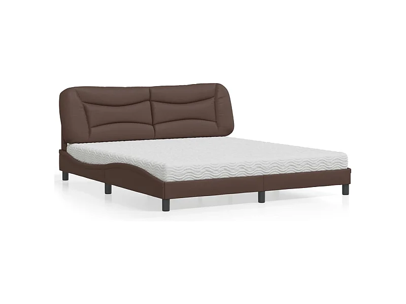 Lit avec matelas Hvar marron 180x200 cm similicuir