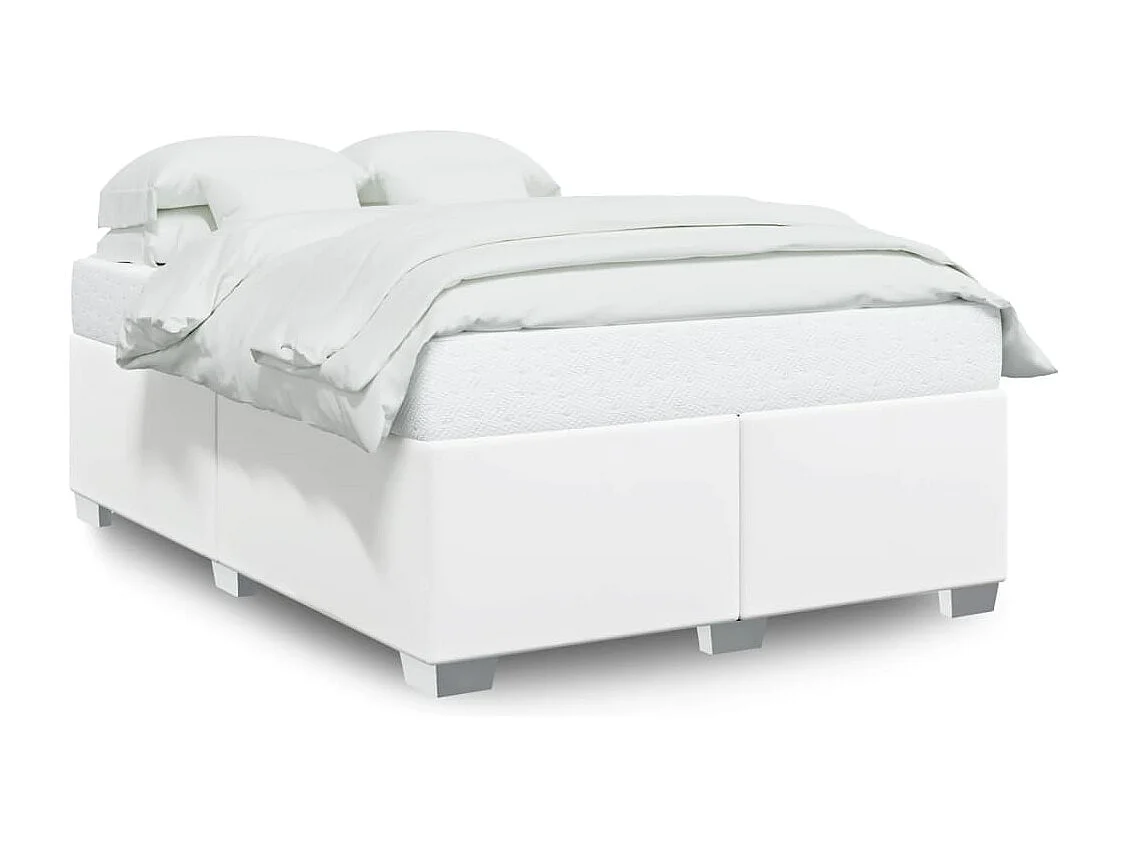 Estrutura de cama 140x190 cm couro artificial branco