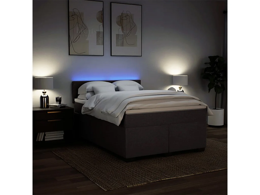 Cama com molas/colchão 140x190 cm tecido castanho-escuro