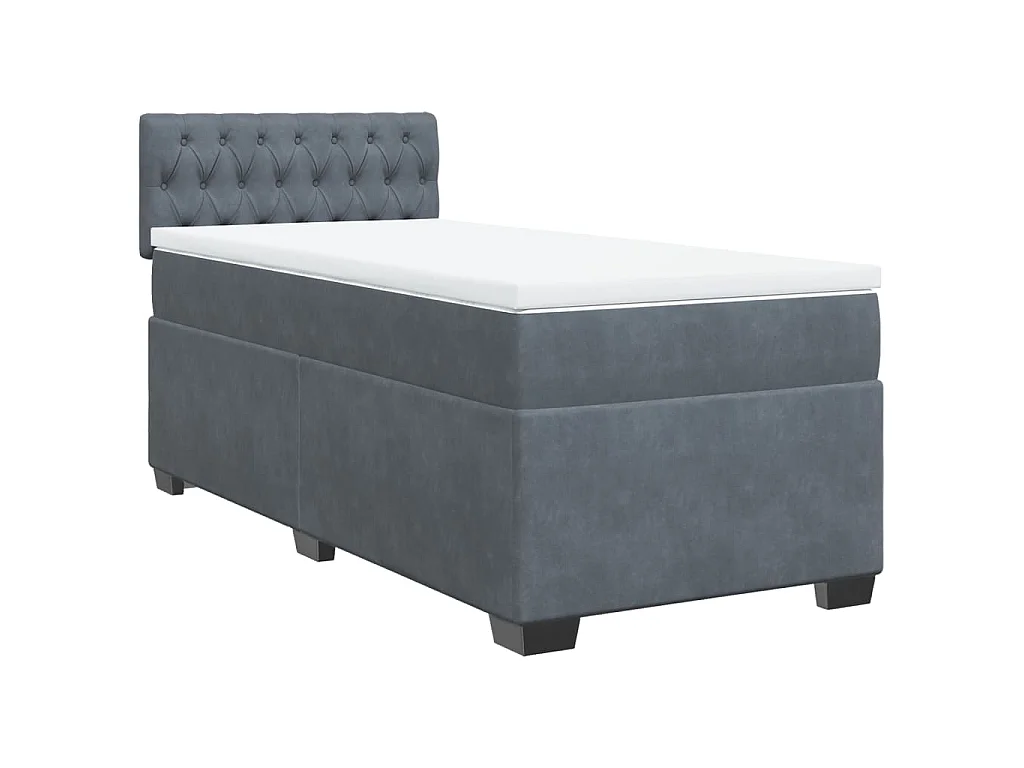 Boxspringbett mit Matratze Dunkelgrau 90x200 cm Samt