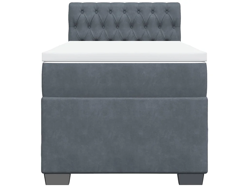 Boxspringbett mit Matratze Dunkelgrau 90x200 cm Samt