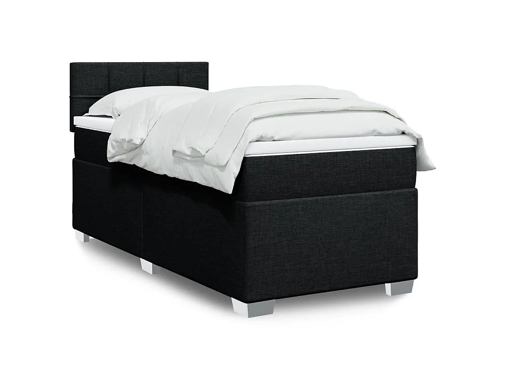 Giroletto a Molle con Materasso Nero 90x190 cm in Tessuto