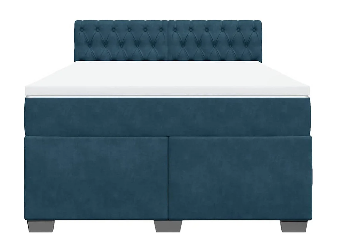 Cama boxspring com colchão 140x190 cm veludo azul