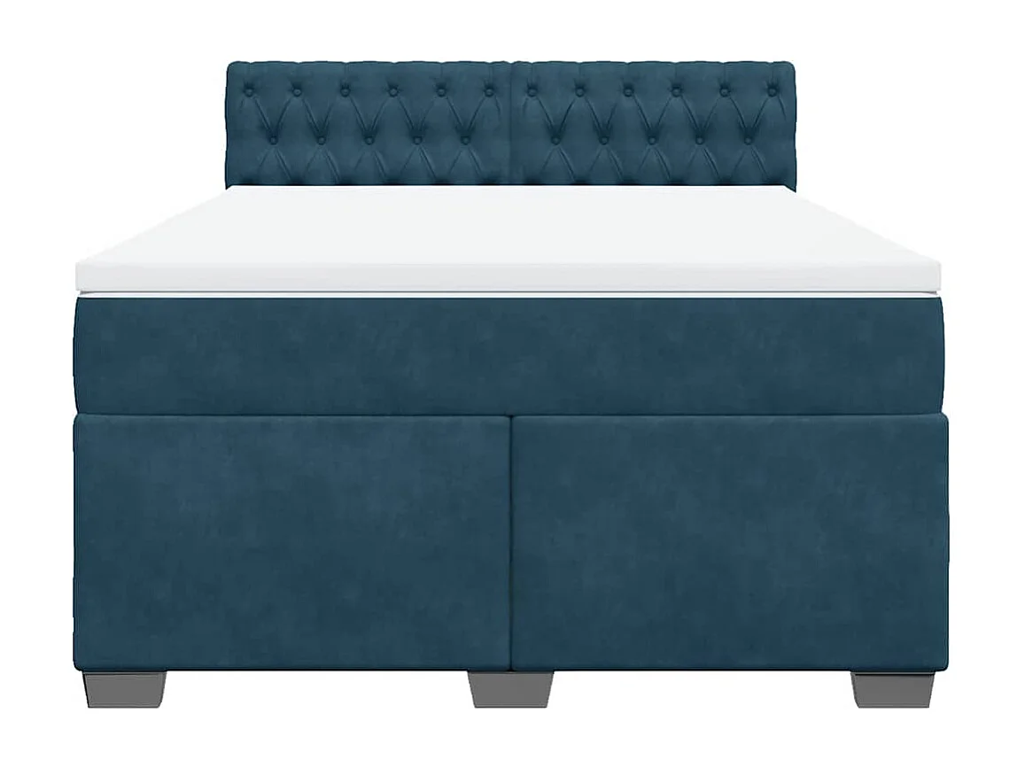 Cama boxspring com colchão 140x190 cm veludo azul