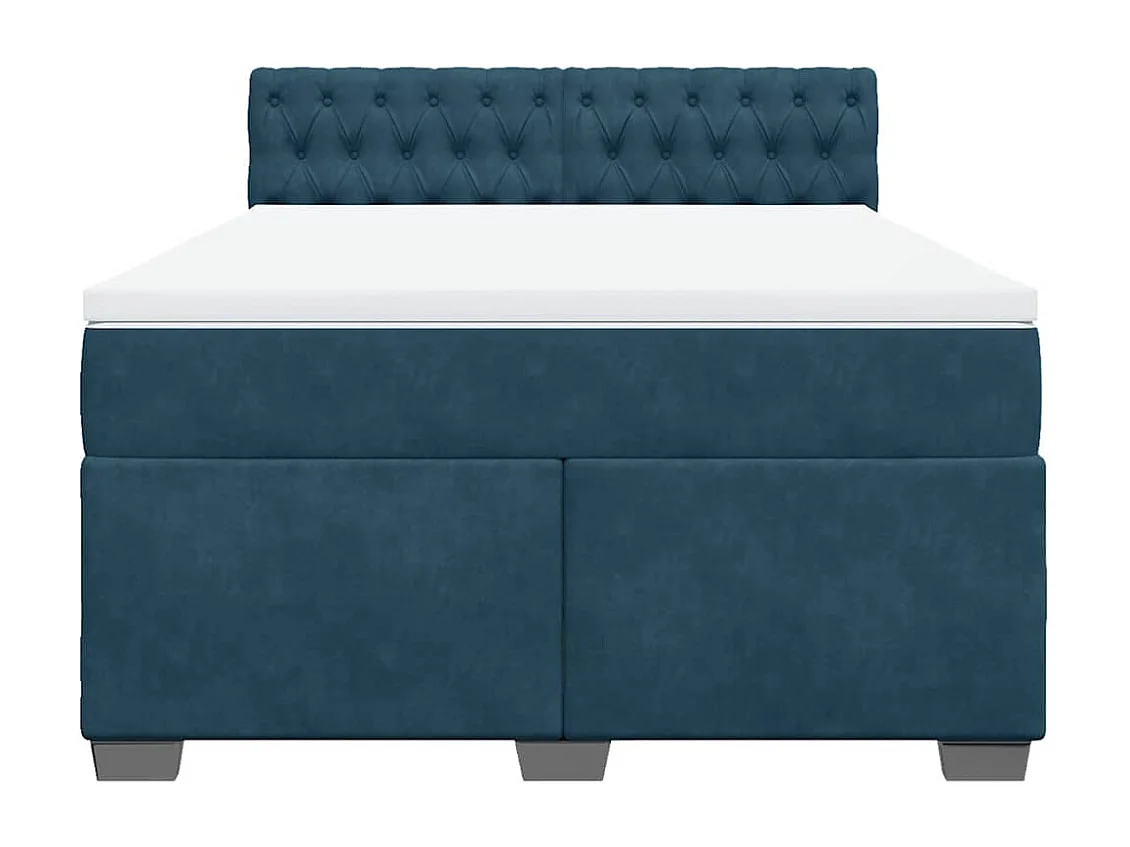Cama boxspring com colchão 140x190 cm veludo azul