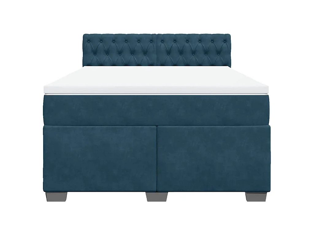 Boxspring met matras fluweel blauw 140x190 cm