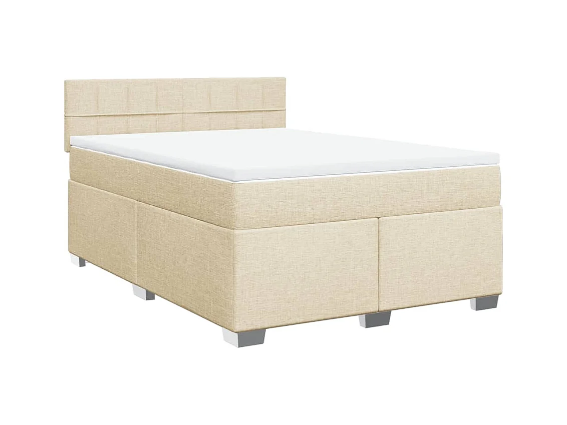 Giroletto a Molle con Materasso Crema 140x200 cm in Tessuto