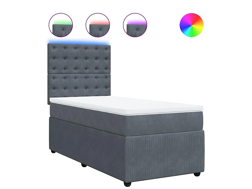 Boxspringbett mit Matratze Dunkelgrau 90x190 cm Samt