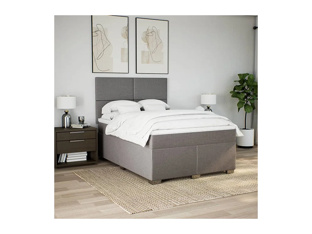 Boxspring met matras stof taupe 140x190 cm