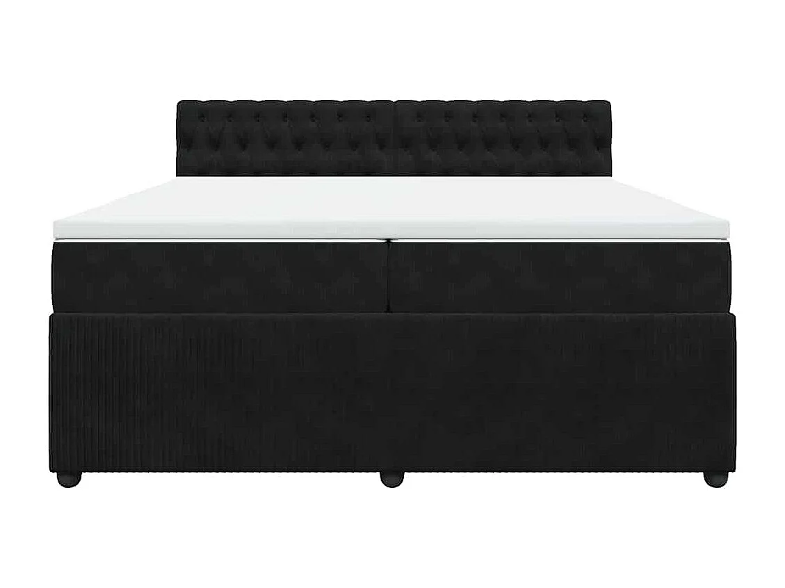 Giroletto a Molle con Materasso Nero 200x200 cm in Velluto