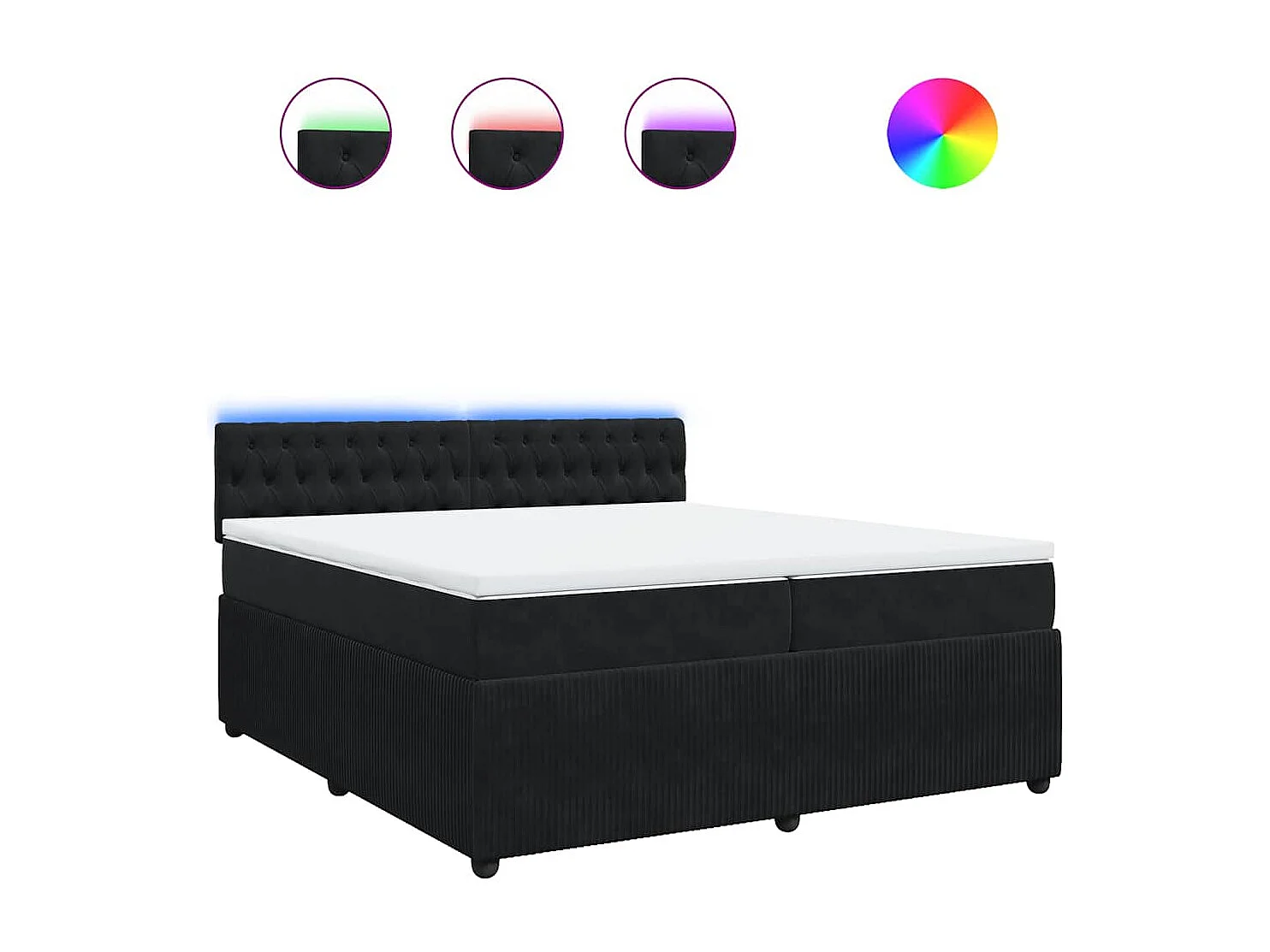 Sommier à lattes de lit et matelas Noir 200x200 cm Velours