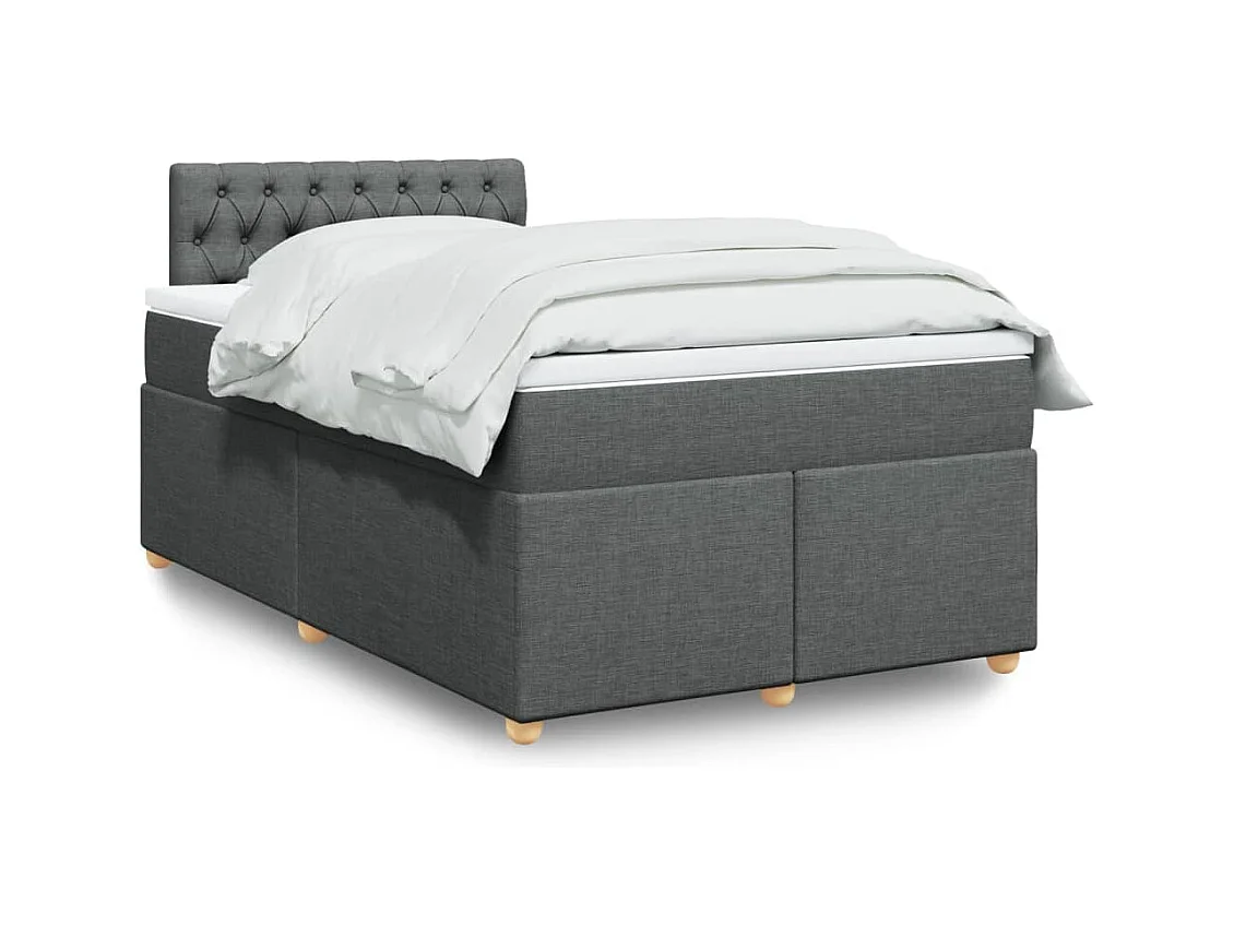 Sommier à lattes de lit avec matelas gris foncé 120x190cm tissu
