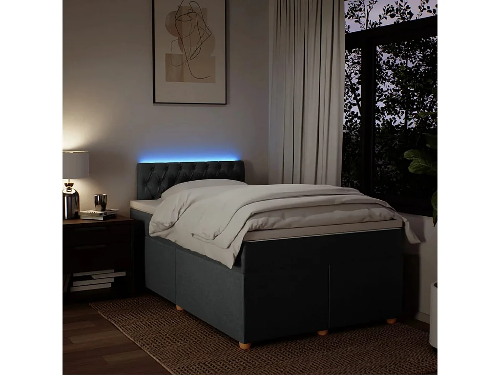 Boxspringbett mit Matratze Dunkelgrau 120x190 cm Stoff