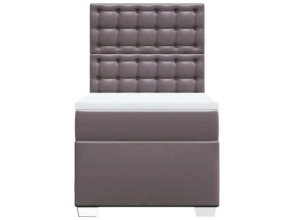 Cama box spring con colchón cuero sintético gris 80x200 cm