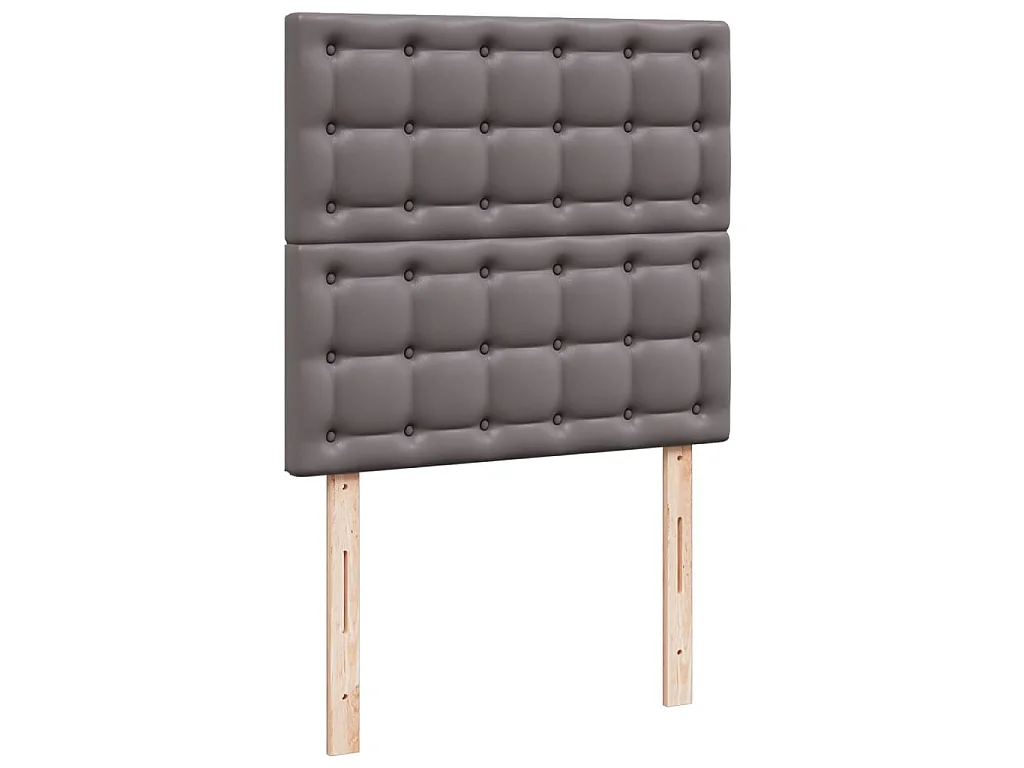 Cama box spring con colchón cuero sintético gris 80x200 cm
