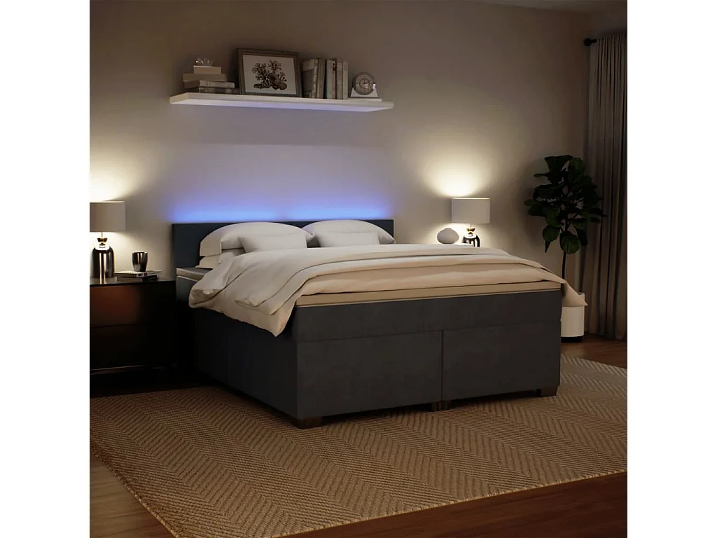 Boxspringbett mit Matratze Dunkelgrau 180x200 cm Samt