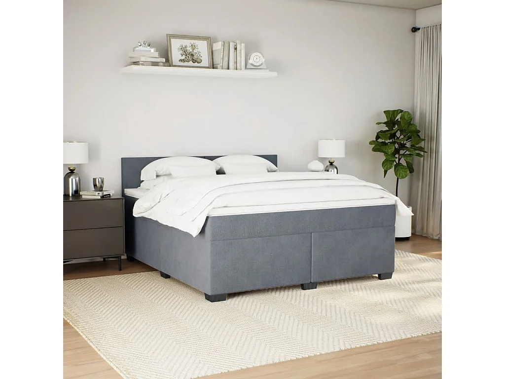 Cama com molas/colchão 180x200 cm veludo cinzento-escuro