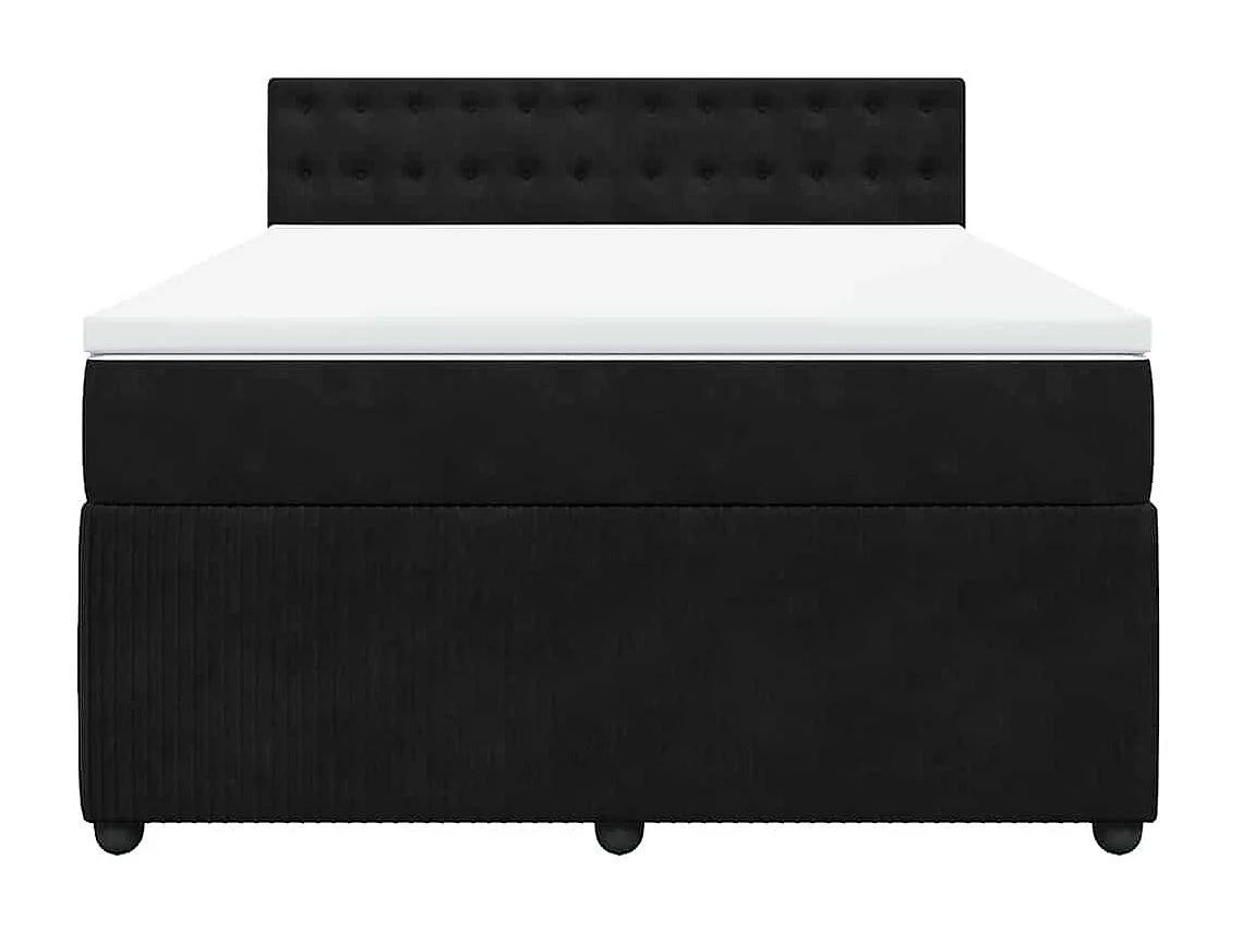 Sommier à lattes de lit et matelas Noir 160x200 cm Velours