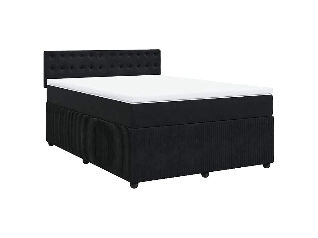 Boxspringbett mit Matratze Schwarz 160x200 cm Samt