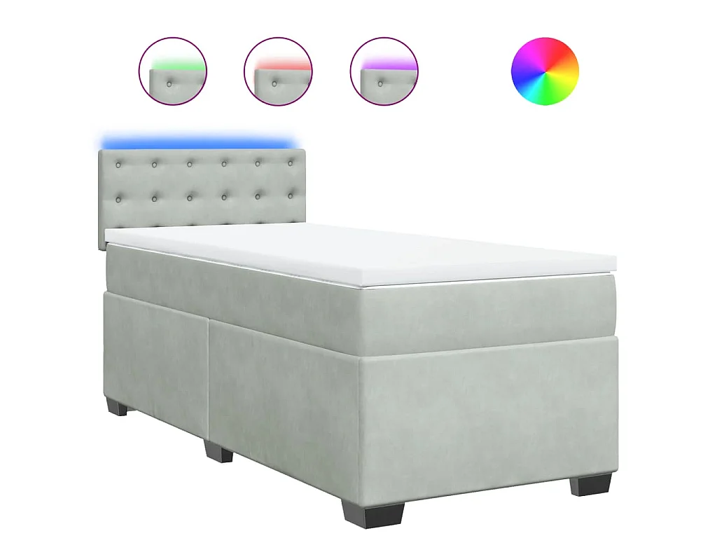Boxspring met matras fluweel lichtgrijs 80x200 cm