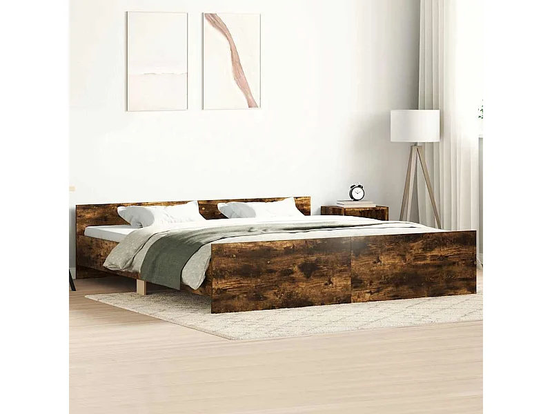 Cadre de lit sans matelas chêne fumé 180x200 cm