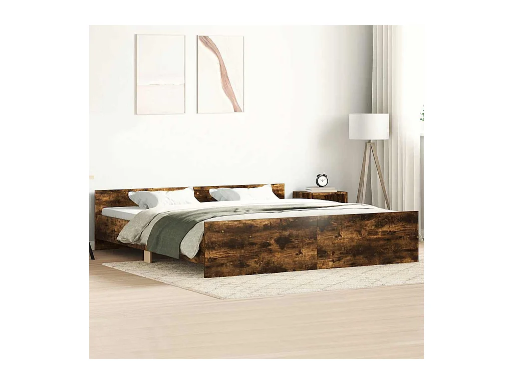 Cadre de lit sans matelas chêne fumé 180x200 cm