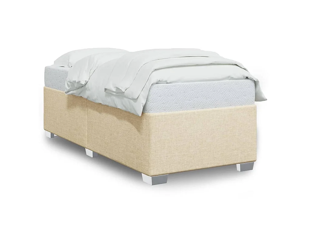 Bettgestell ohne Matratze Creme 100x200 cm Stoff