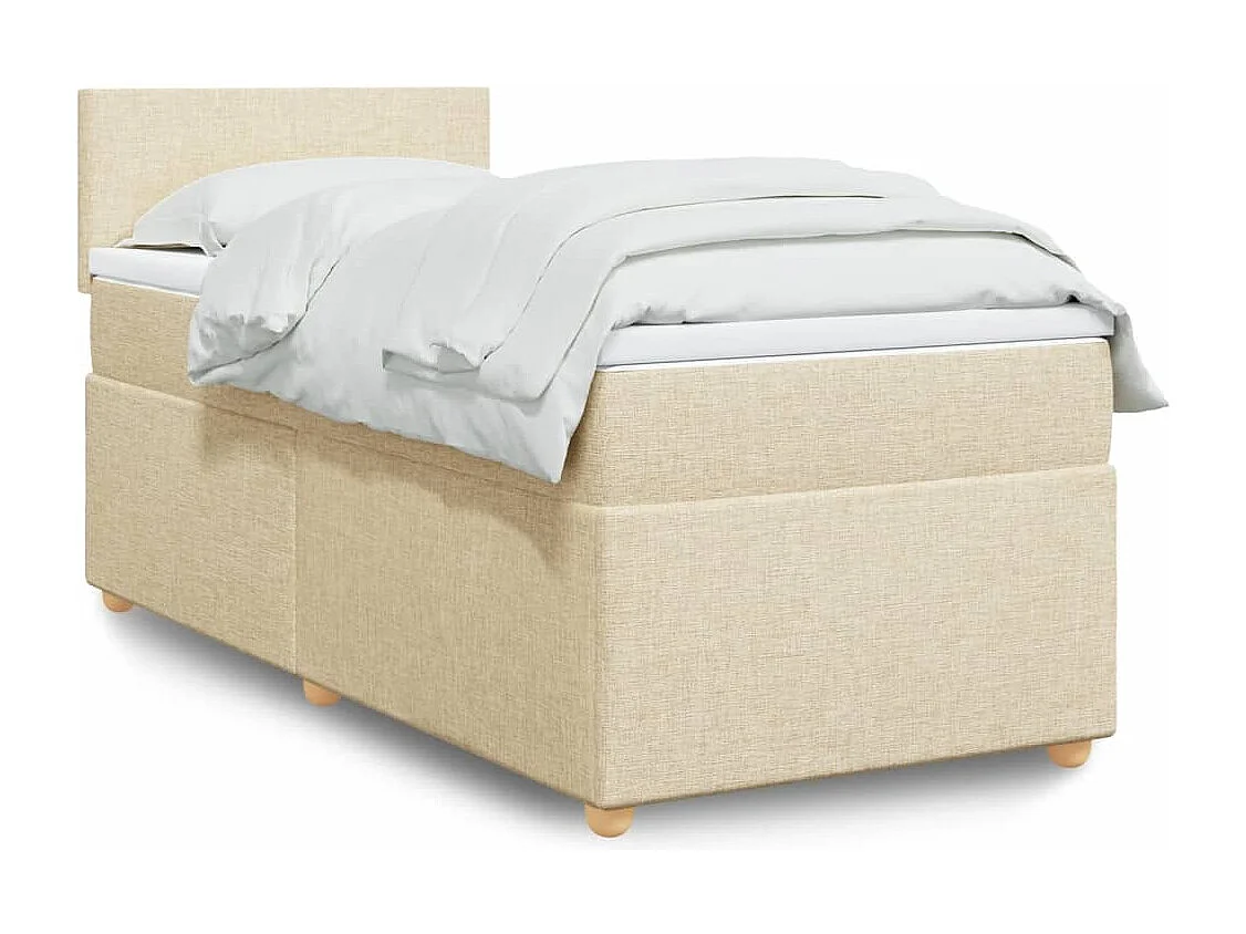 Giroletto a Molle con Materasso Crema 90x190 cm in Tessuto