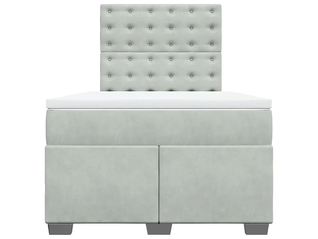 Cama boxspring c/ colchão 120x200 cm veludo cinzento-claro
