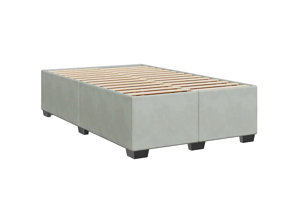 Cama boxspring c/ colchão 120x200 cm veludo cinzento-claro