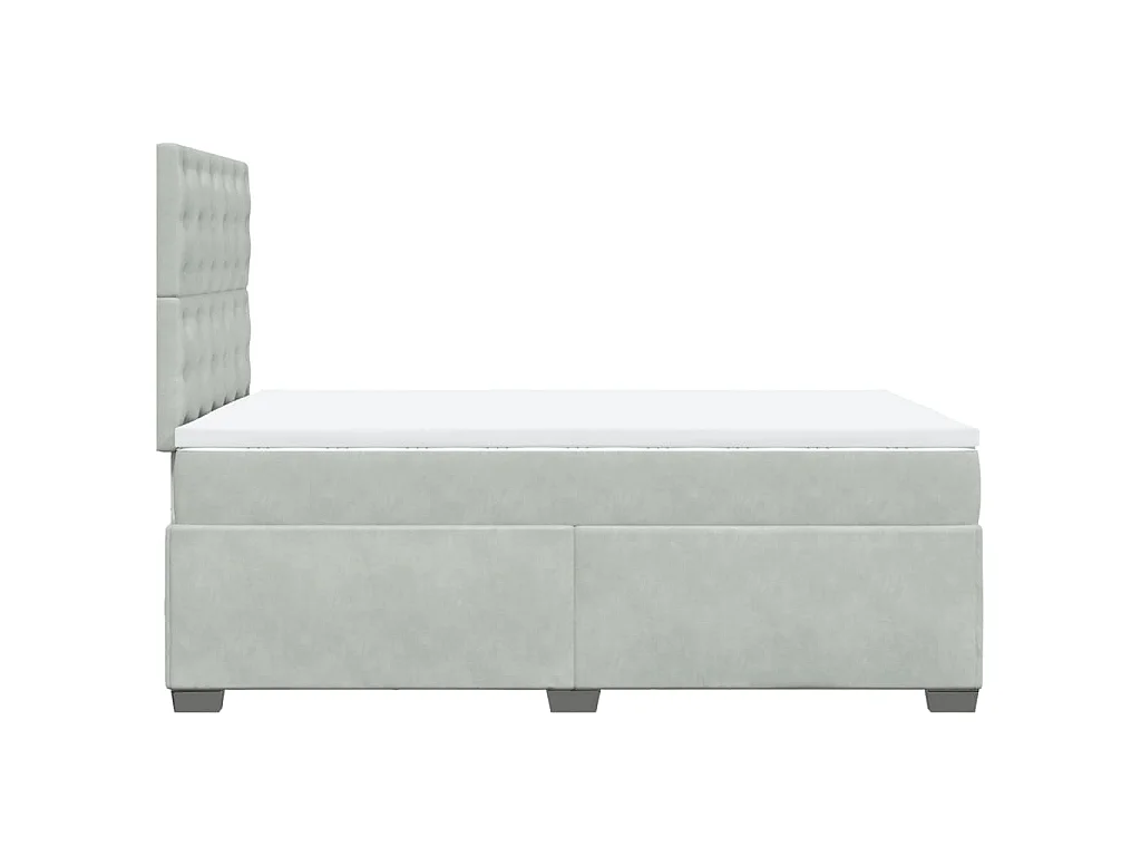 Cama boxspring c/ colchão 120x200 cm veludo cinzento-claro