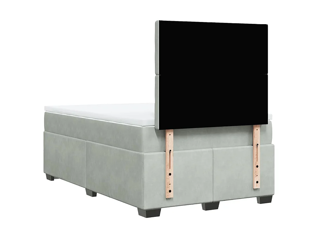 Cama boxspring c/ colchão 120x200 cm veludo cinzento-claro