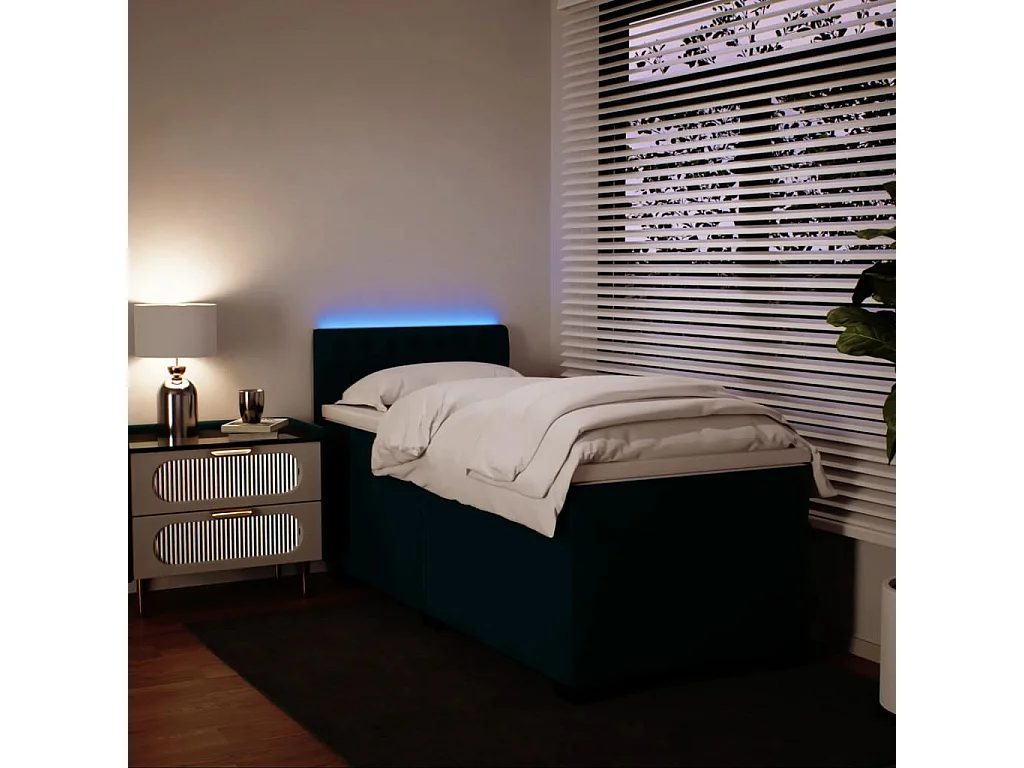 Boxspring met matras fluweel blauw 90x190 cm