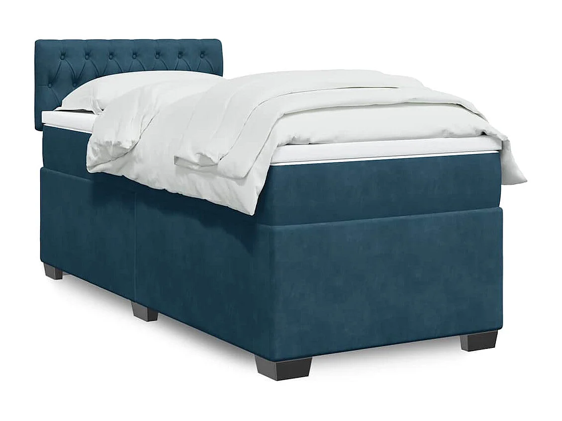 Boxspringbett mit Matratze Blau 90x190 cm Samt