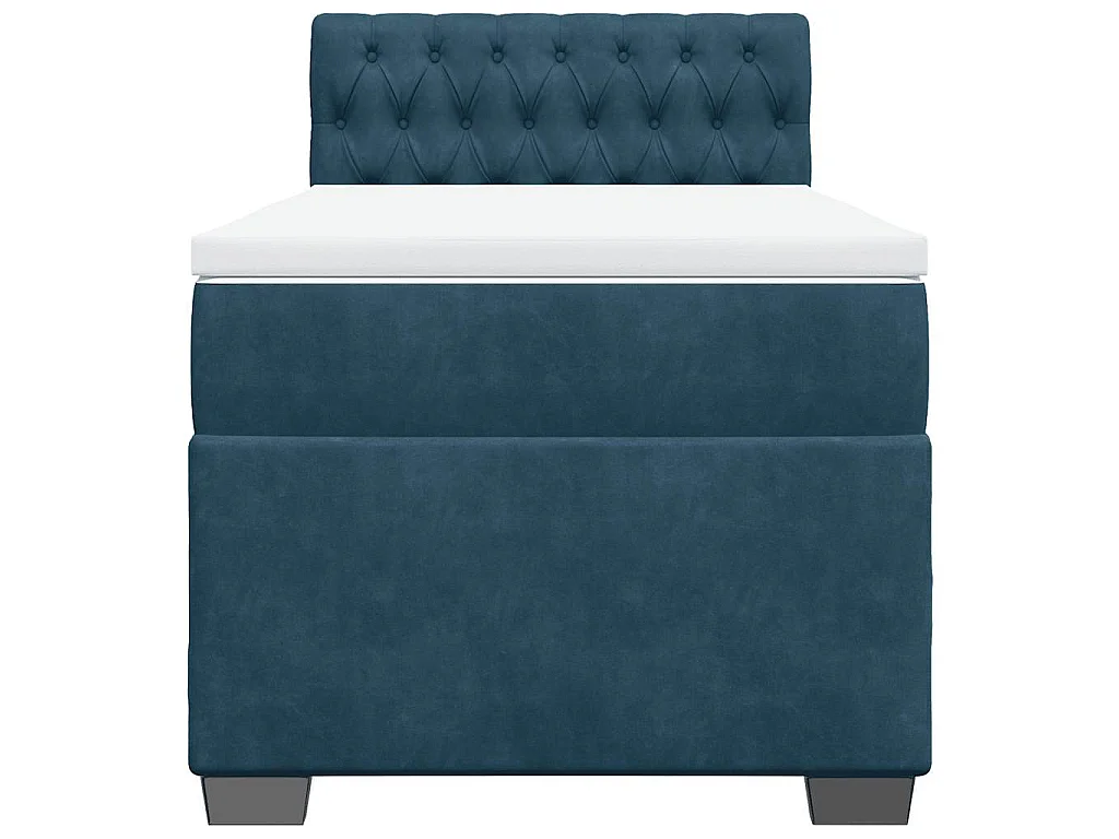 Cama boxspring com colchão 90x190 cm veludo azul