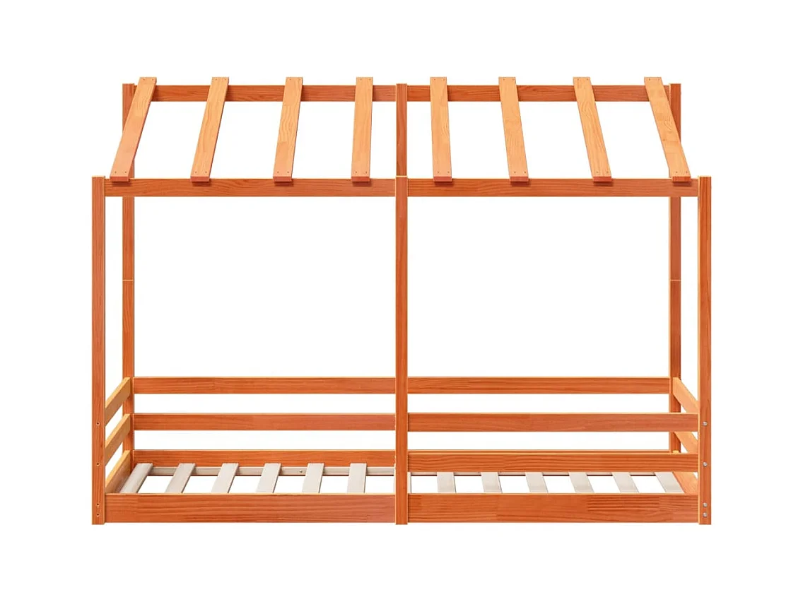 Kinderbed met bedhuis 75x190 cm massief grenenhout wasbruin
