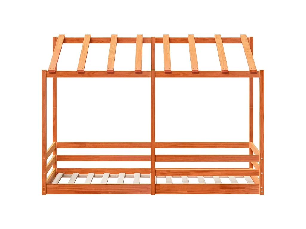 Kinderbed met bedhuis 75x190 cm massief grenenhout wasbruin