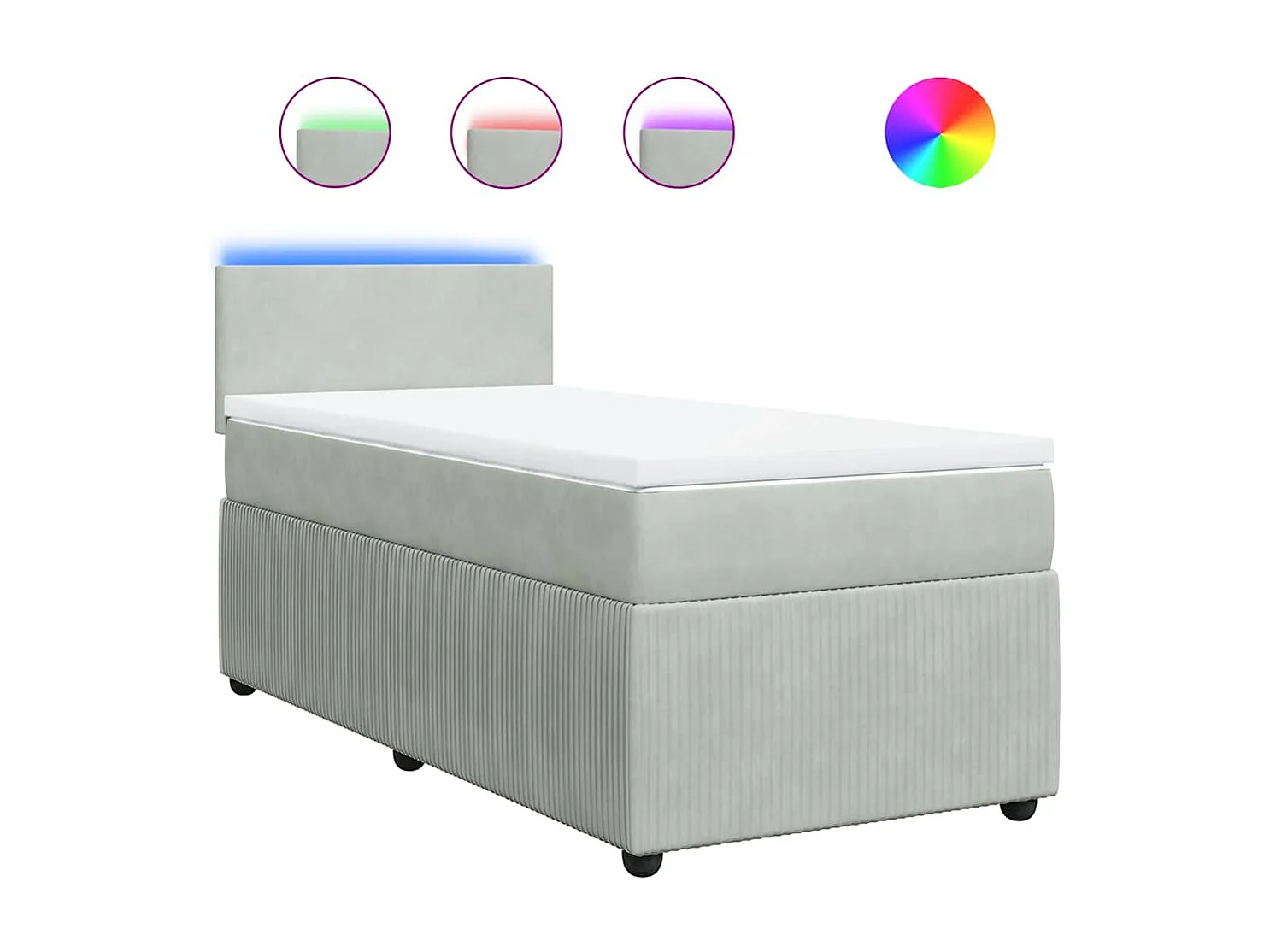 Sommier à lattes de lit et matelas Gris clair 90x200 cm Velours