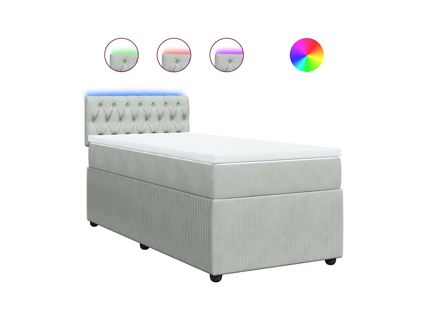 Sommier à lattes de lit et matelas Gris clair 100x200cm Velours